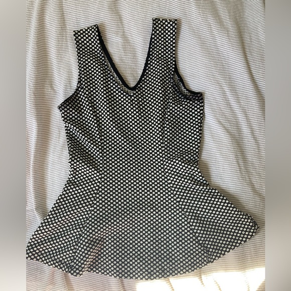 Black and white polka dot peplum top - Picture 1 of 4